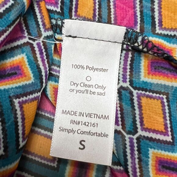 LulaRoe Womens Kimono Shawl Shrug Wrap Sheer Geo Print Fringe Trimmed Small - Picture 7 of 7